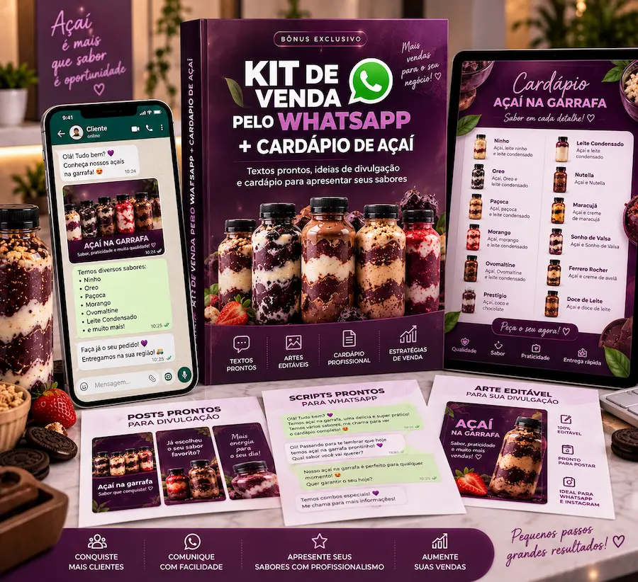 Bônus Kit de Venda pelo WhatsApp + Cardápio de Açaí